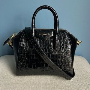 Givenchy Mini Croc Embossed Antigona Bag